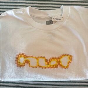 HUF White Tee with Yellow Graphic